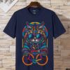 neon cat cyclist art graphic t shirt neon cat cyclist art graphic t shirt