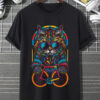neon cat cyclist art graphic t shirt neon cat cyclist art graphic t shirt