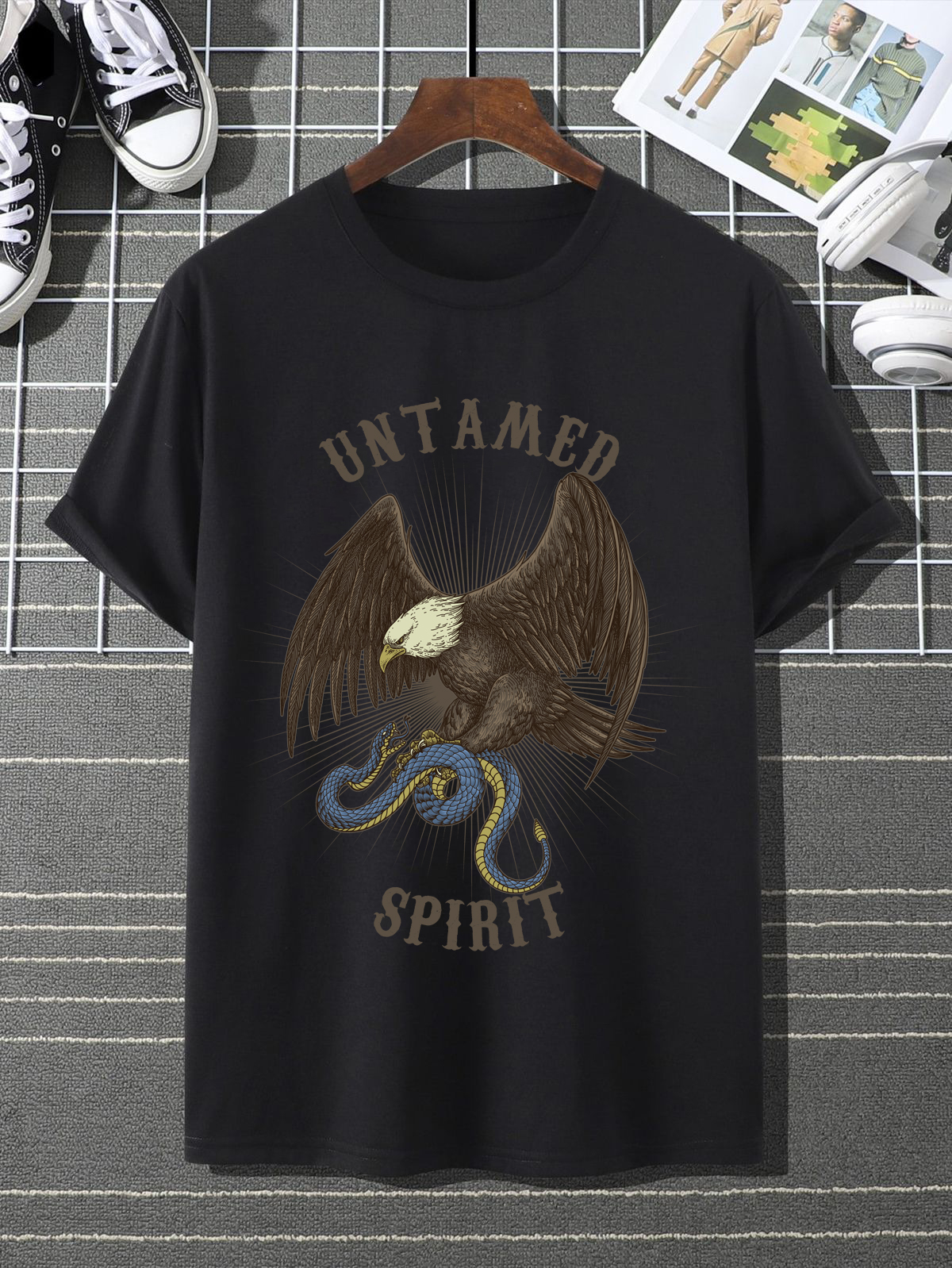 untamed spirit eagle & snake graphic t shirt
