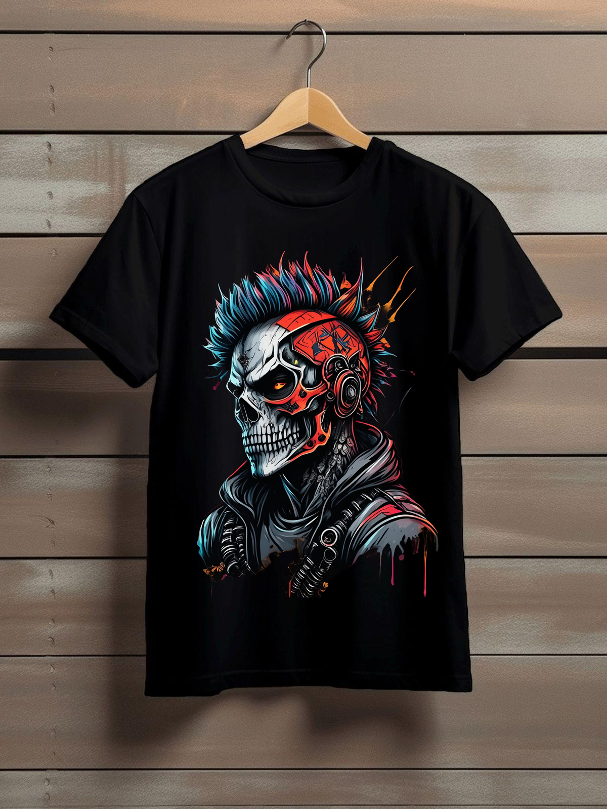 cyberpunk punk skull mohawk graphic t shirt – edgy streetwear unisex tee cyberpunk punk skull mohawk graphic t shirt – edgy streetwear unisex tee