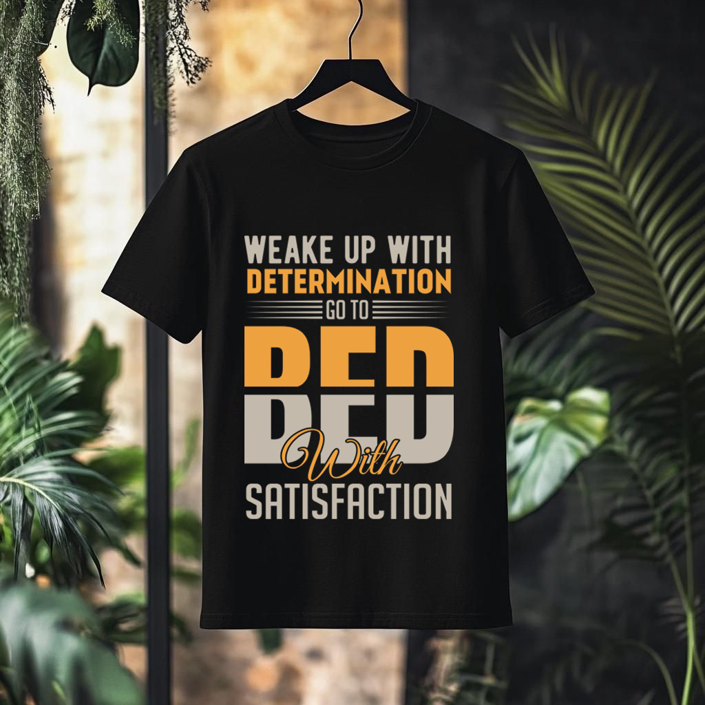 motivational quote t shirt – "wake up with determination, go to bed with satisfaction" motivational quote t shirt – "wake up with determination, go to bed with satisfaction"