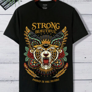 strong & beautiful tiger graphic t shirt – mandala streetwear unisex tee