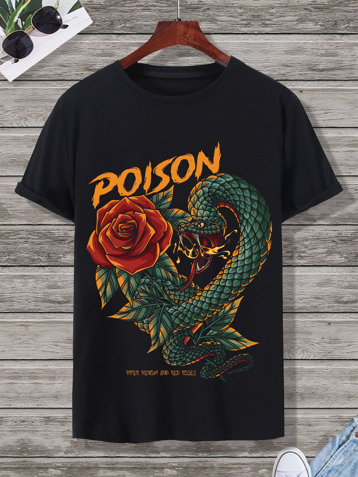 poison snake & rose graphic t shirt – gothic streetwear unisex tee poison snake & rose graphic t shirt – gothic streetwear unisex tee