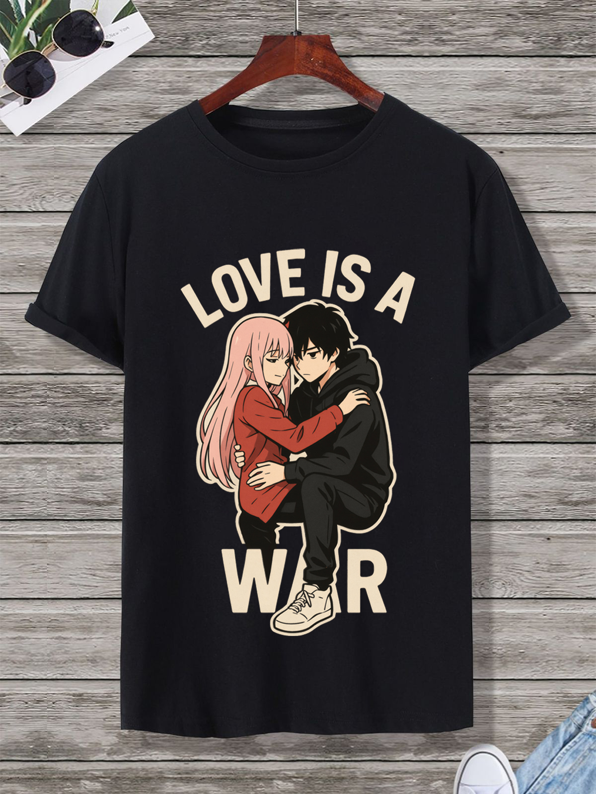 love is a war anime couple t shirt – casual streetwear
